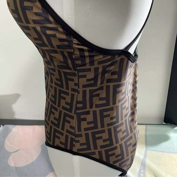 FENDI FF Logo V Neck Swimsuit Body Suit☑️☑️ - Picture 5 of 6